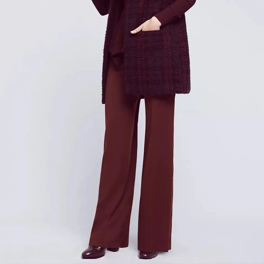 Cartonnier Monica Flannel Trousers in Bordeaux size 6P NWT